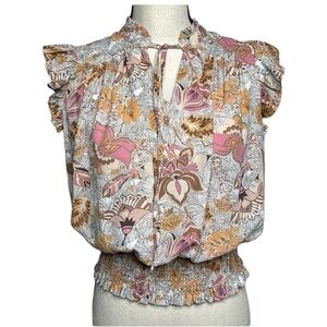 Rachel Zoe smocked top floral print